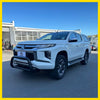 White mitsubishi triton with a black metal nudge bar compatible with front sensors medium size 2019-2023 model
