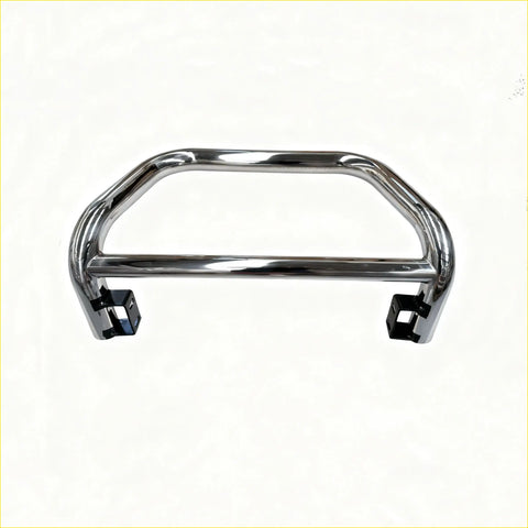 Chrome finished metal nudge bar with black mounts for front sensors fits mitsubishi triton 2005-2015