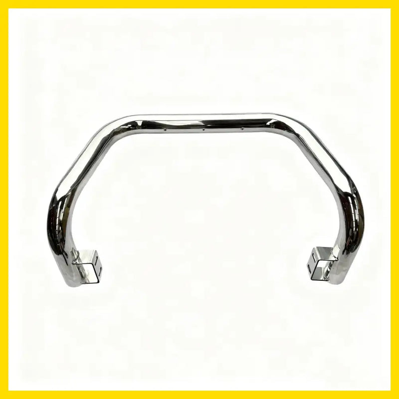 Chrome finished nudge bar with squared end caps for front handlebar guard compatible with toyota hilux 2015-2025