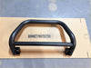 Black matte metal nudge bar with curved bars and mounting brackets compatible with front sensors for toyota hilux 2015-2025