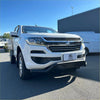 White holden colorado pickup truck with black steel nudge bar and chrome grille for 2012 to 2020 models
