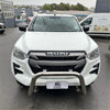 White isuzu d-max 2021-2023 with chrome nudge bar and front bumper guard for added protection and style