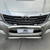Shiny chrome nudge bar mounted on silver toyota hilux vigo 2005-2015 for front vehicle protection