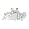 Silver aluminum oil cooler cover with mounting flanges and threaded ports for nissan datsun d21 king cab 2.3l