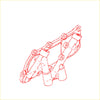 Red line drawing of a mechanical linkage assembly for oil cooler cover on nissan pathfinder terrano yd21 wd21 4wd 1986-1993