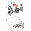 Red plastic oil seal retainer cover for toyota hilux ln30 ln40 ln46 2.2l 1979-1983 shown from back side