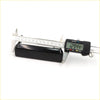 Black rectangular outside door handle for isuzu faster kb21 kb26 kb41 being measured with digital caliper