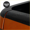 Over rail load bed liner for ford ranger t6 t7 nissan navara vw shown on sleek black and orange sports car panel