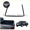 Black metal rear step bar shown from the back for ford ranger over rail load bed liner for t6 t7 models