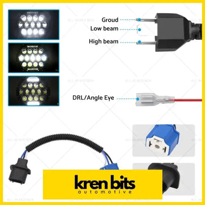Pair 7In Round LED Headlights Hi Lo DRL Beam Headlamps Sealed - Lighting & Bulbs>Headlight Assemblies