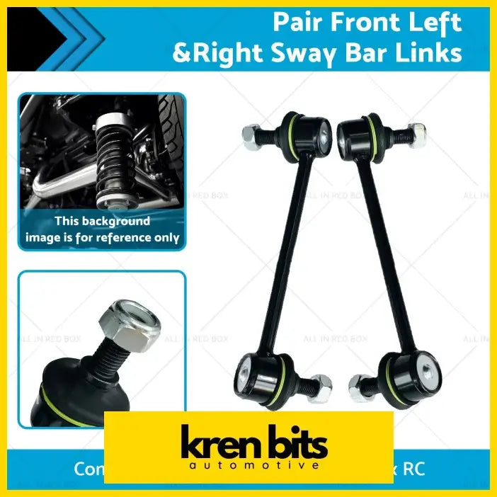 Pair front left and right black sway bar links with silver ends and green rings by kren bits for colorado d-max