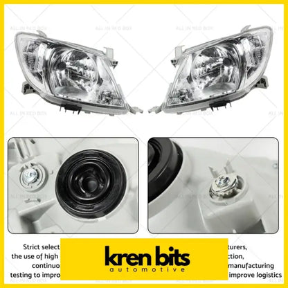 Pair LH + RH Head Light Lamps Suitable for Toyota Hilux Ute 2008-2012 - Lighting & Bulbs>Headlight Assemblies