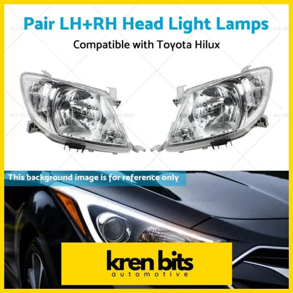 Pair LH + RH Head Light Lamps Suitable for Toyota Hilux Ute 2008-2012 - Lighting & Bulbs>Headlight Assemblies