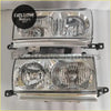 Pair of chrome finished crystal headlights for toyota land cruiser with clear lens and dual bulb design