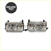 Pair of crystal headlights for toyota land cruiser with chrome finish dual headlights clear lenses and black brackets