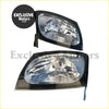 Pair of front turn signal lights for toyota townace liteace black plastic with clear lenses and silver reflectors