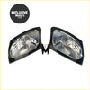 Pair of black plastic front turn signal lights with clear reflective lenses for toyota townace liteace