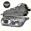 Pair of chrome finished led headlights with dual circular bulbs and clear lens for toyota chaser gx100 jzx100 1996-1999