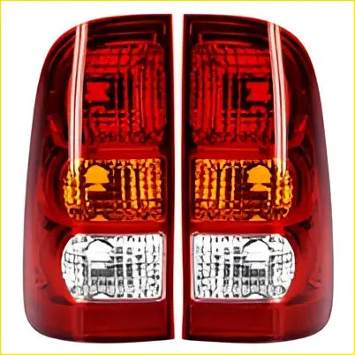 Pair of red and amber led tail light lamps for toyota hilux 2005-2011 2wd ute shown from the back side