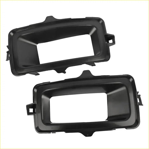 Pair rh and lh black plastic fog light trim mounting brackets for 2014 2015 chevrolet silverado shown from back side
