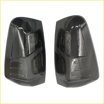 Pair smoked black tail lights with bulbs in glossy plastic showing back side fit for nissan navara np300 d23 2015-2022