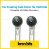 Pair of silver metal steering rack outer tie rod ends with black rubber boots for 05-15 toyota hilux shown from back