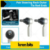Pair steering rack outer tie rod ends in silver metal with black rubber boots for 05-15 Toyota Hilux