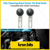 Pair of silver metal steering rack outer tie rod ends with black rubber boots for 05-15 Toyota Hilux vehicles