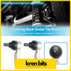 Pair of silver metal steering rack outer tie rod ends with black boots for holden commodore shown from back side