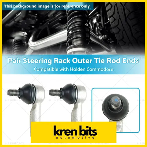 Pair of silver metal steering rack outer tie rod ends with black boots for holden commodore shown from back side