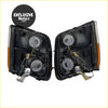 Black plastic park lights with orange side markers and silver metal brackets for mitsubishi pajero v31 v32 v33 1991-1998