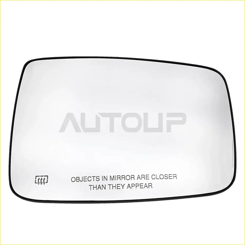 Black-framed passenger side mirror glass right rh heated with reflective surface and safety warning for dodge ram 1500