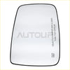 Passenger side mirror glass right rh heated for dodge ram 1500 with black frame and reflective surface showing safety text