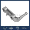 Passenger side rear exhaust bracket for ram 1500 19–24 in silver metal with angular design and two cylindrical holes