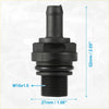 Black plastic pcv valve fitting with threaded m16x1.0 base and 52mm height for toyota tacoma 2005-2015