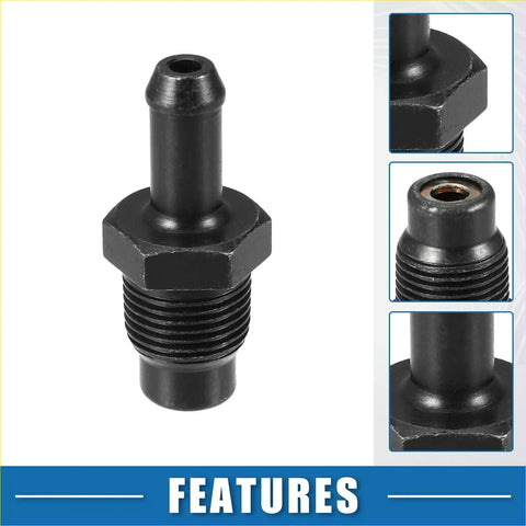 Black metal pcv valve fitting with hex base and threaded section for toyota 4wd ute offroad exhaust valve