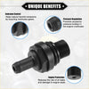 Black plastic pcv valve with threaded sections and hex nut for emission control on toyota tacoma 2005-2015