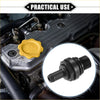 Black plastic engine coolant overflow pipe adapter with threaded connection for toyota tacoma pcv valve back side view