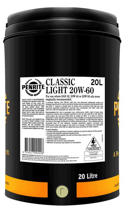 Penrite Classic Light 20W-60 Engine Oil 20L