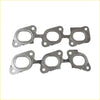 Set of four silver metallic exhaust manifold gaskets with circular openings in permaseal kit for nissan installation