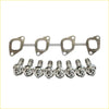 Set of four metallic exhaust manifold gaskets and eight chrome valve cover bolts from permaseal titanium kit for nissan
