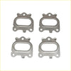 Set of four polished silver metallic exhaust manifold gaskets with mounting holes for mitsubishi pajero 4m41