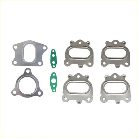 Set of metallic permaseal exhaust manifold and turbo gaskets with two green rubber seals for mitsubishi pajero 4m41