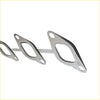 Silver metallic exhaust manifold gasket with reflective finish and precise cutouts for nissan patrol turbo kit