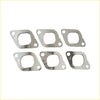 Six metallic silver square exhaust manifold gaskets with rounded corners and bolt holes for nissan patrol td42
