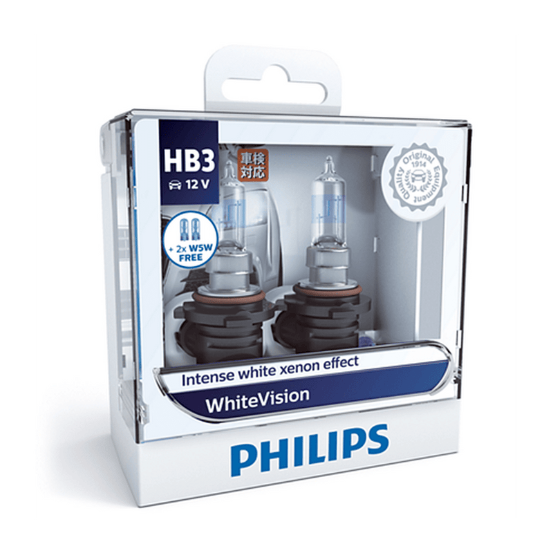 Philips White Vision HB3 Halogen Globe Kit 12.8V 65W