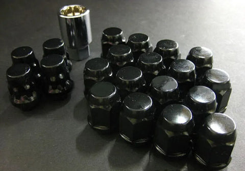 KICS 16 LUGS + 4 LOCKS Black Bullock And Nut Set - 12X1.50