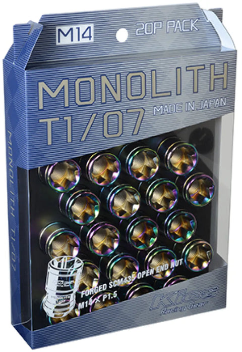 KICS 14 x 1.5 Neochrome T1/07 Monolith Lug Nuts - 20 Pcs
