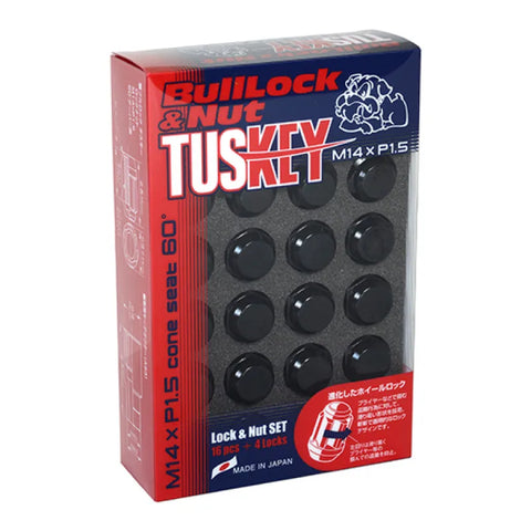 KICS 16 LUGS + 4 LOCKS Tuskey Black Bullock And Nut Set - 14X1.50