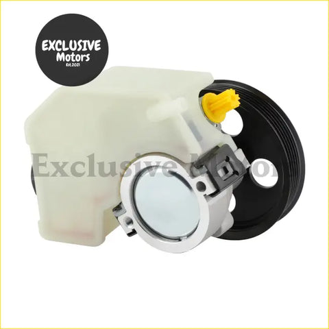 White plastic power steering fluid reservoir with black pulley and yellow cap for ford falcon ba bf fg xr6 4.0l 6cyl